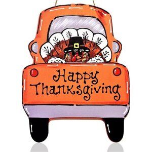 Happy Thanksgiving Decor Thanksgiving Turkey Door Sign Wooden Turkey Door